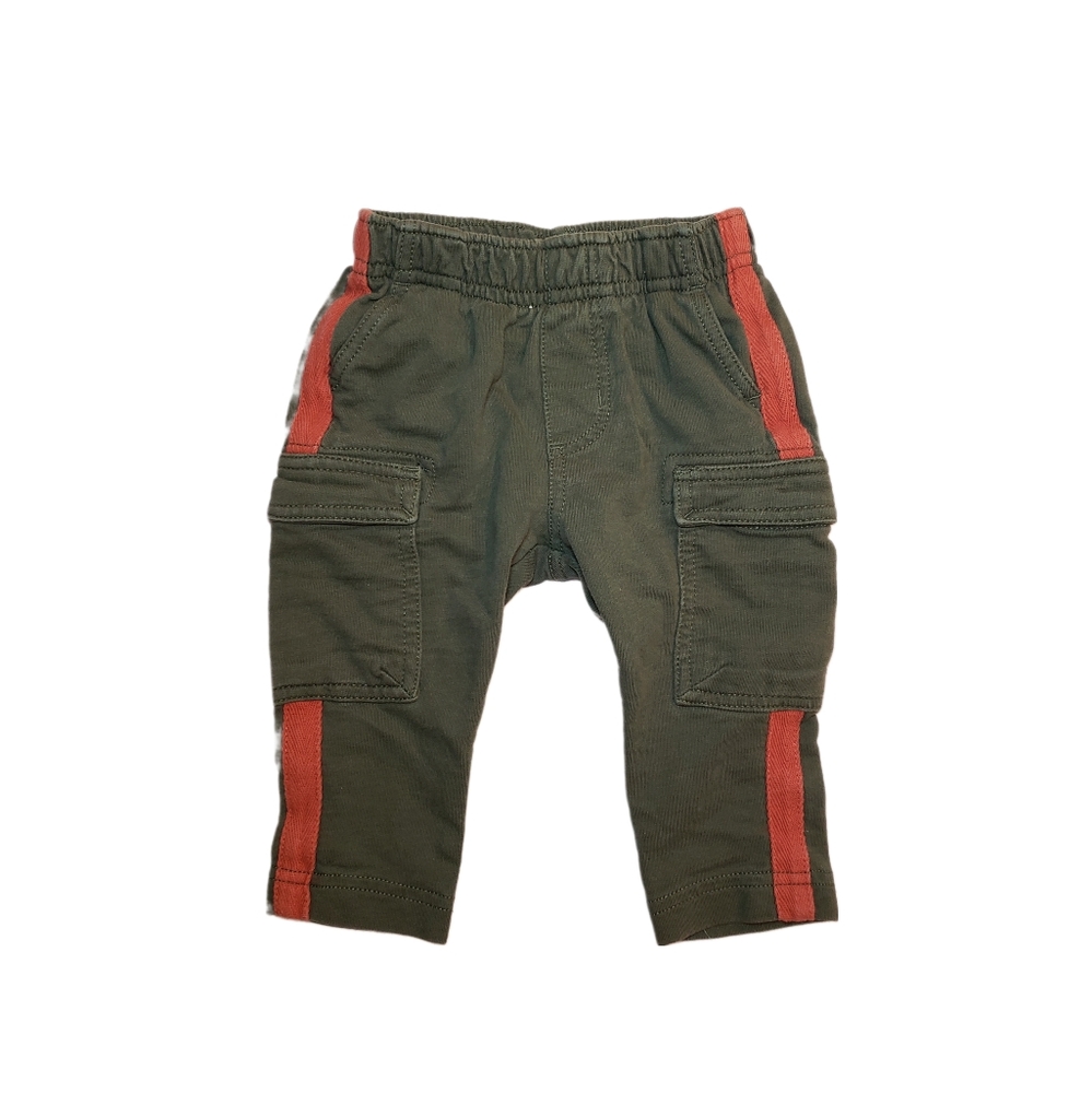 Tea Collection 3-6m Baby Olive Green Cargo Pants with Accent Stripe